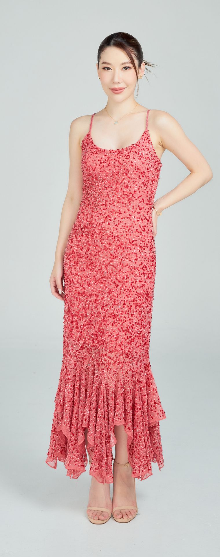 Cache Pink, Purple, Red Evening Gown P18 — Front