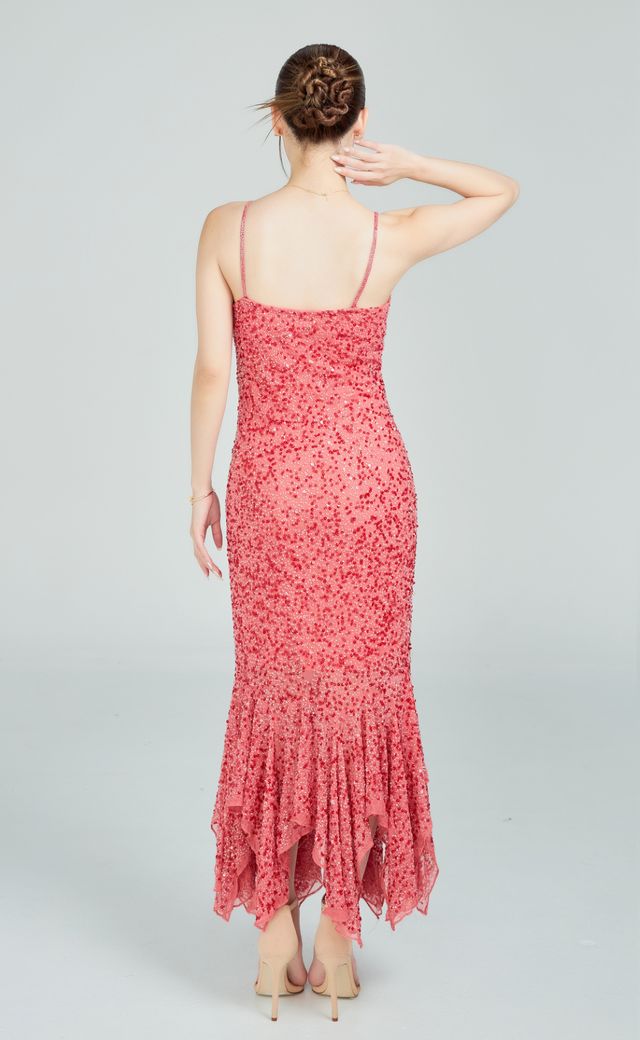 Cache Pink, Purple, Red Evening Gown P18 — Back