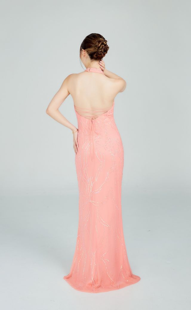 Maria's Collection Pink, Purple, Red Evening Gown P05 — Back