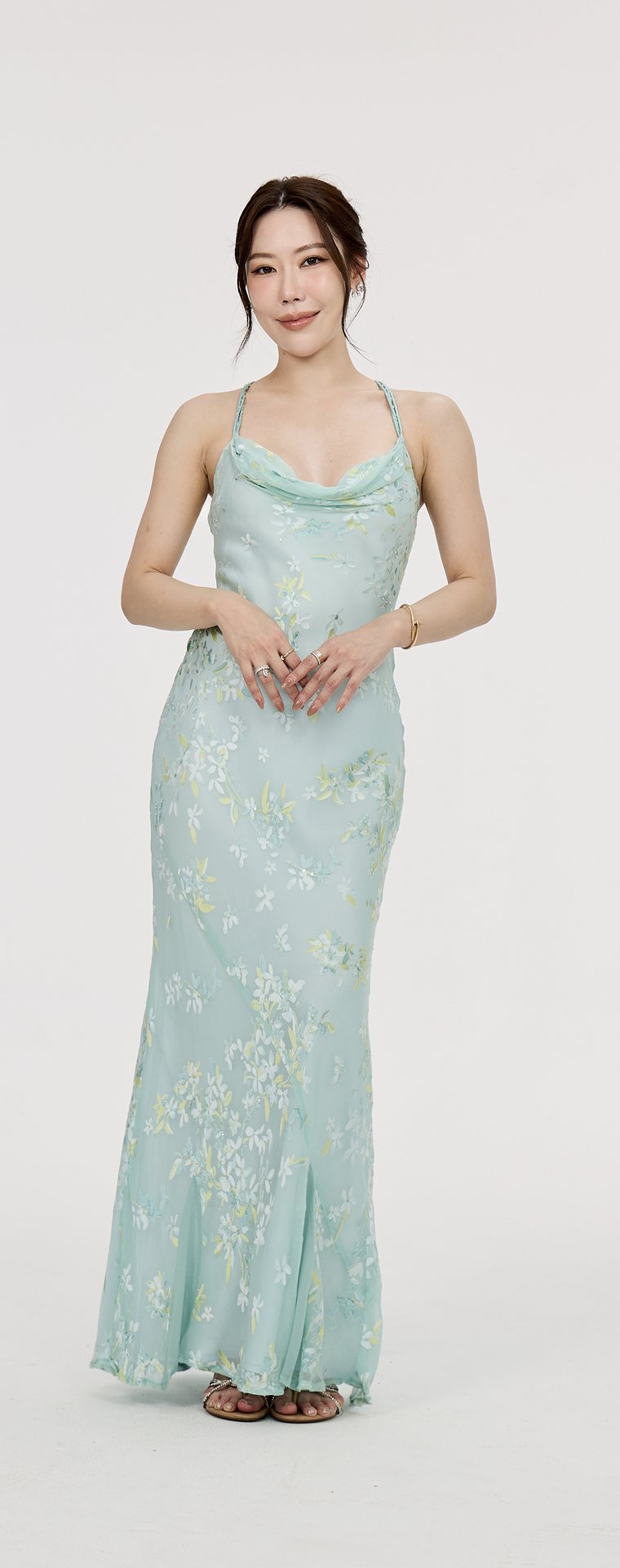 Monsoon Blue & Navy Evening Gown G19 — Front
