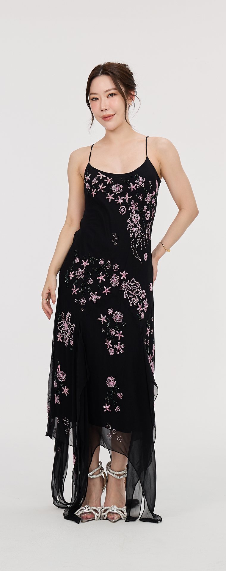 Nina Canacci Grey & Black Evening Gown D08