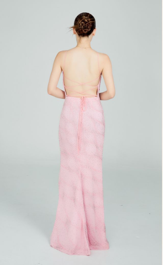 Riva Designs Pink, Purple, Red Evening Gown P16 — Back