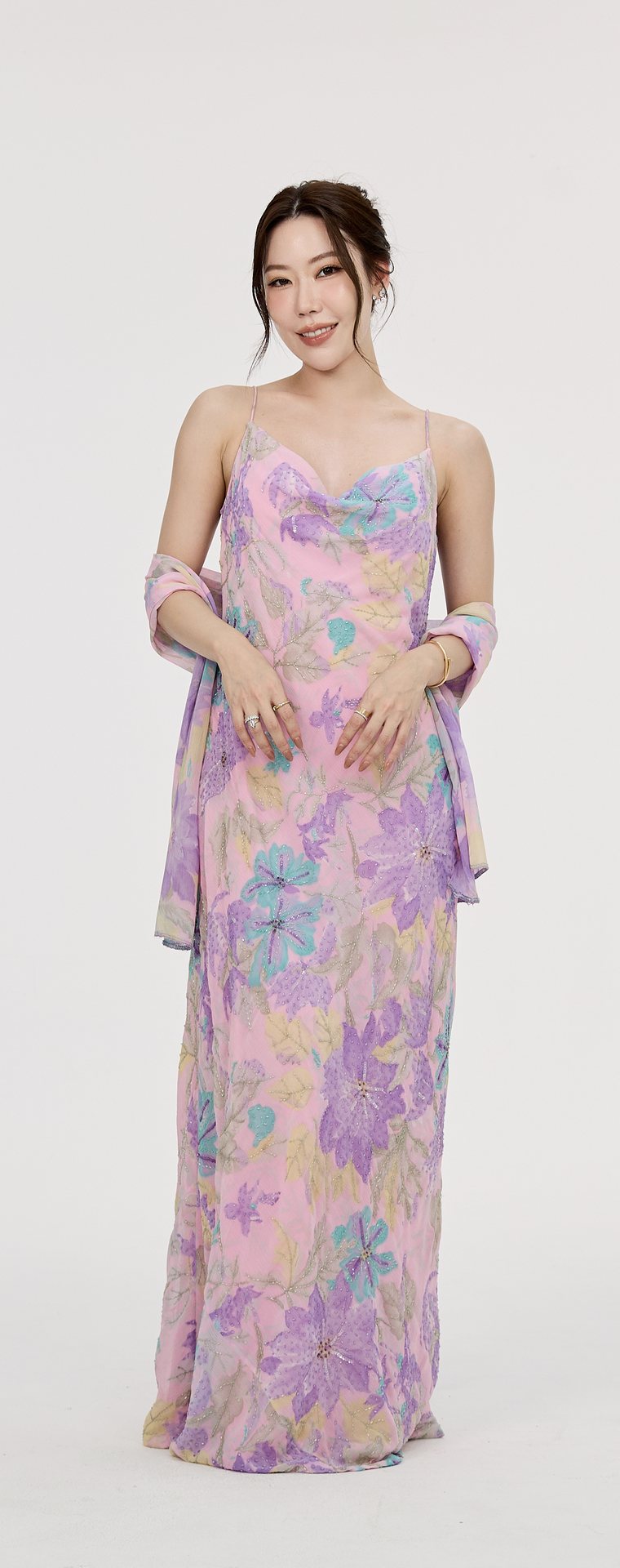 Sandro Perrone Pink, Purple, Red Evening Gown P36 — Front