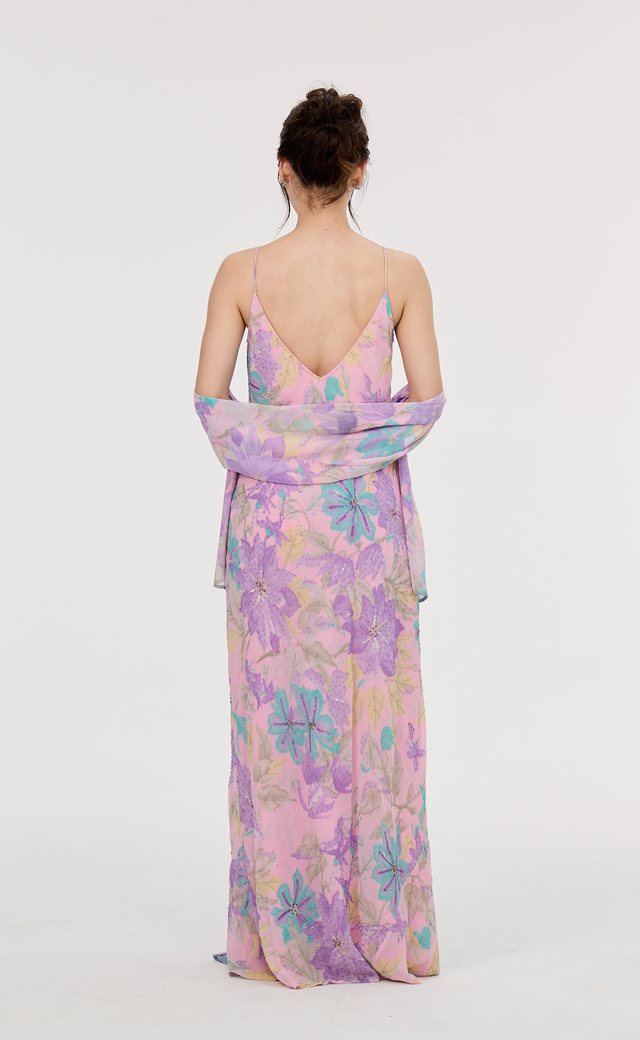 Sandro Perrone Pink, Purple, Red Evening Gown P36 — Back