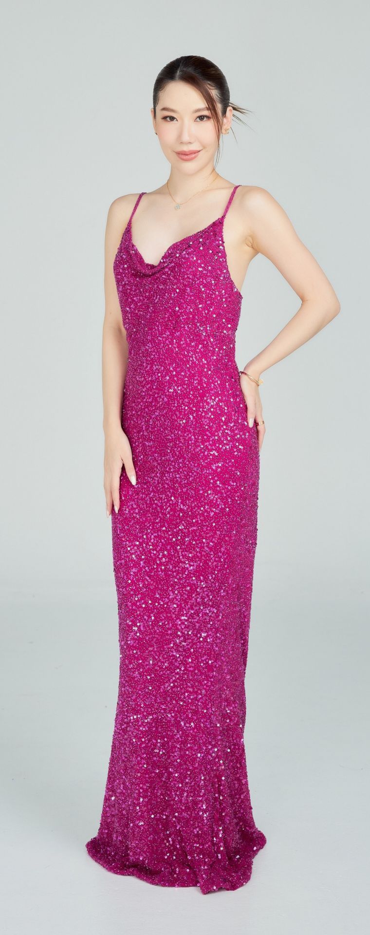 Scala Pink, Purple, Red Evening Gown P02 — Front