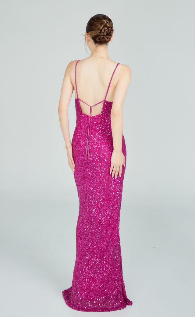 Scala Pink, Purple, Red Evening Gown P02 — Back