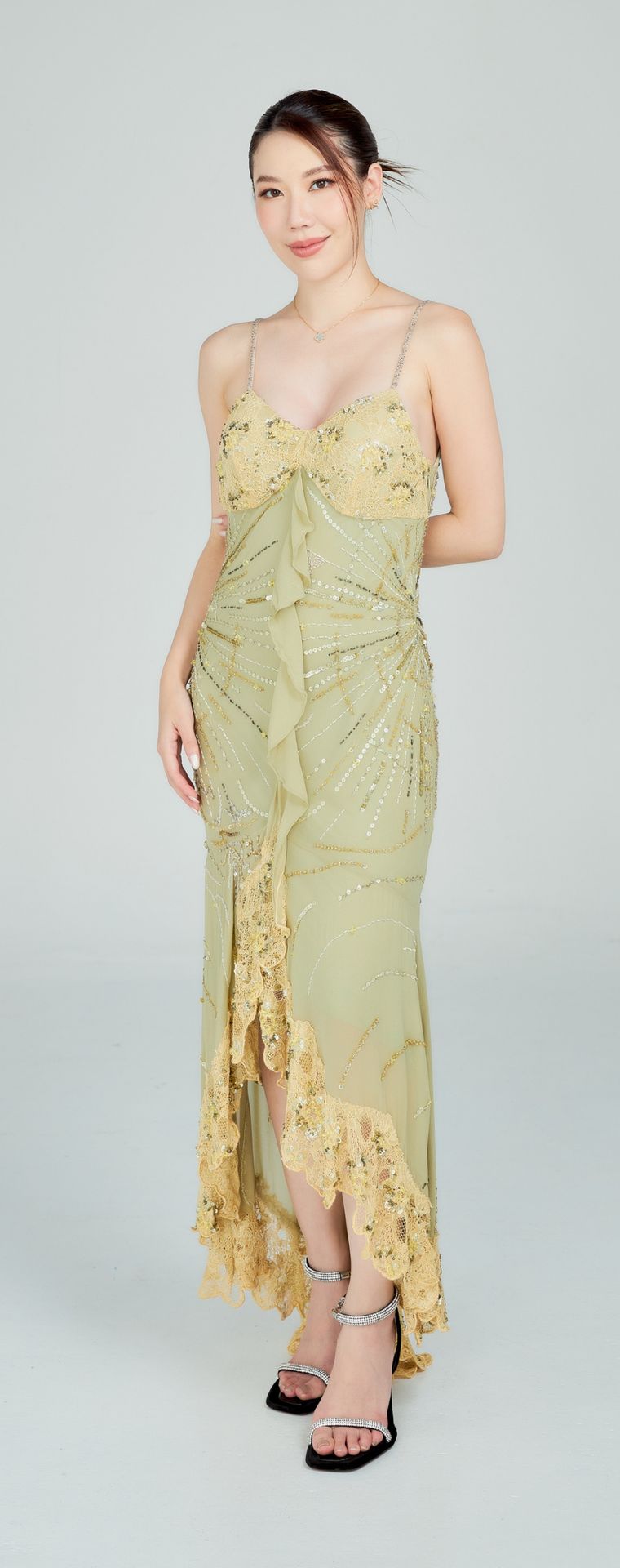 Sue Wong Green Evening Gown G05 — Front