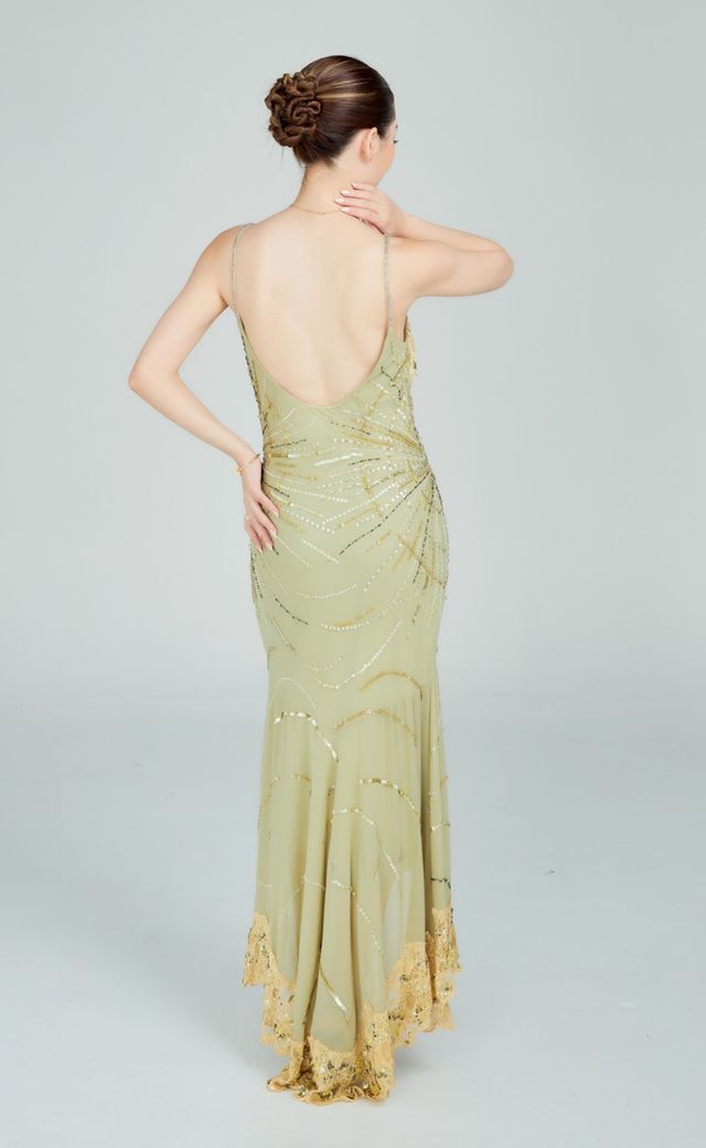 Sue Wong Green Evening Gown G05 — Back