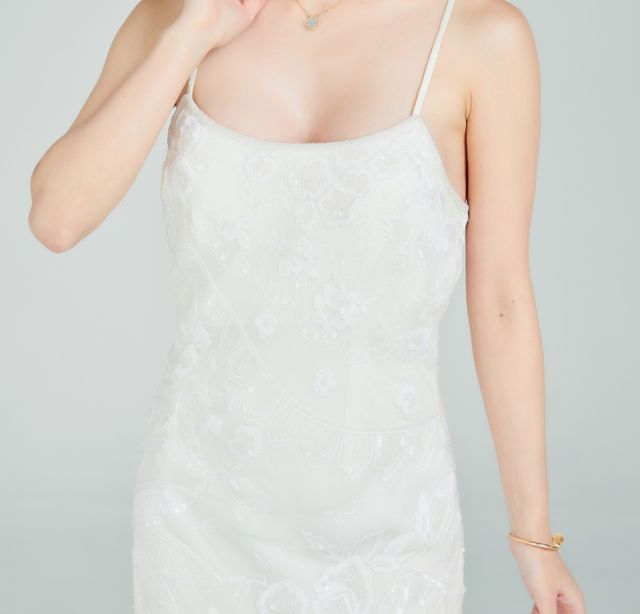 Vintage White Evening Gown W05 — Detail