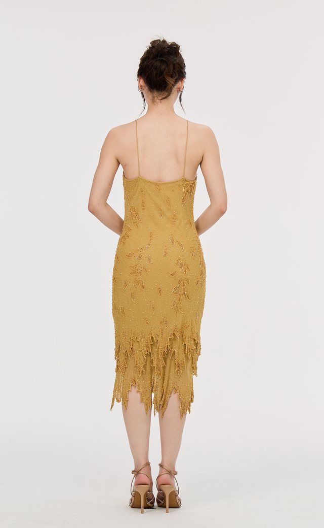 Vintage Yellow & Orange Evening Gown Y16 — Back