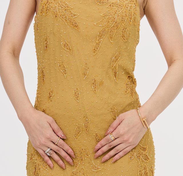 Vintage Yellow & Orange Evening Gown Y16 — Detail