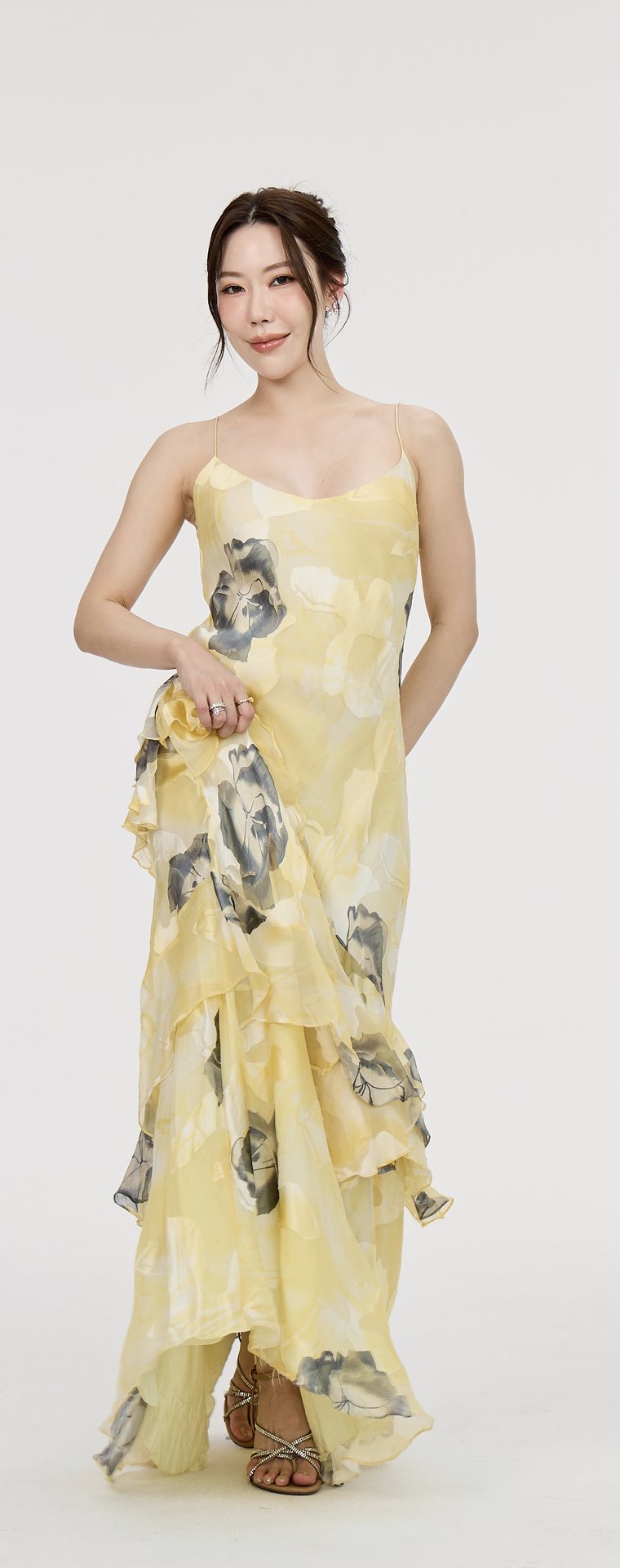 Vintage Yellow & Orange Evening Gown Y18